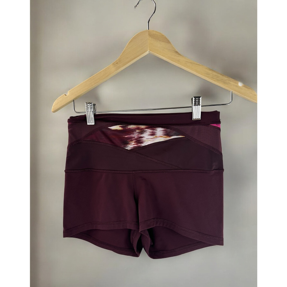 Lululemon Boogie Short Roll Down Full-On Luon Bordeaux Drama Berry Maroon Size 8 - Picture 2 of 16